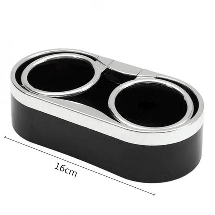 Car Dashboard Dual Cup Holder For Drinks On The Go – black ABS dual cup holder for dashboard, 16cm, secures coffee, water or soda within reach