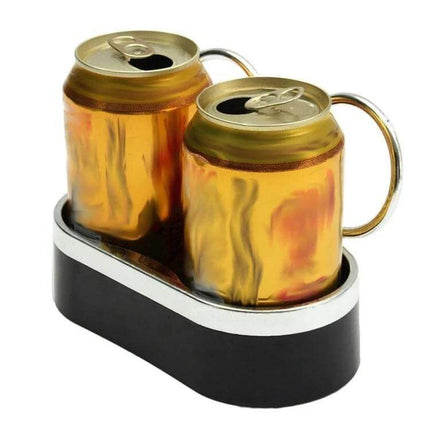 Car Dashboard Dual Cup Holder For Drinks On The Go — ABS dual cup holder on dashboard holding two cans securely for commuting and trips