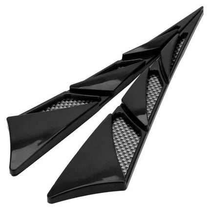 Universal Car Side Air Vent Shark Gill Spoiler Pair For Vehicles - glossy black aerodynamic side vents with reflective textured inlay