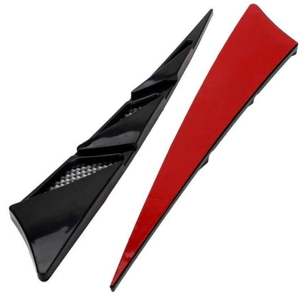 Universal Car Side Air Vent Shark Gill Spoiler Pair For Vehicles — black glossy side vent decals with red reflective backing