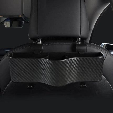 Car Seat Back Storage Box With Rear Cup Holder For Car Organization - carbon fiber ABS backseat organizer with cup holder