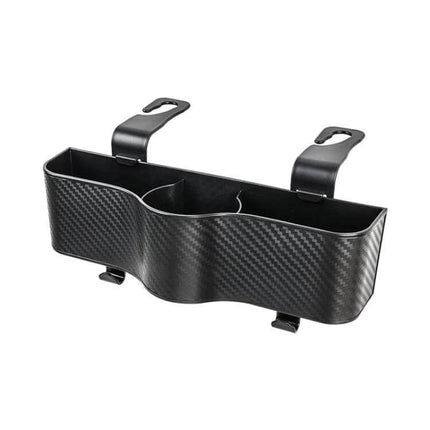 Car Seat Back Storage Box With Rear Cup Holder For Car Organization in carbon fiber ABS for phones drinks and small items