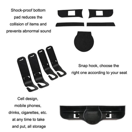 Car Seat Back Storage Box With Rear Cup Holder For Car Organization - ABS carbon fiber textured rear organizer with cup slot and snap hooks