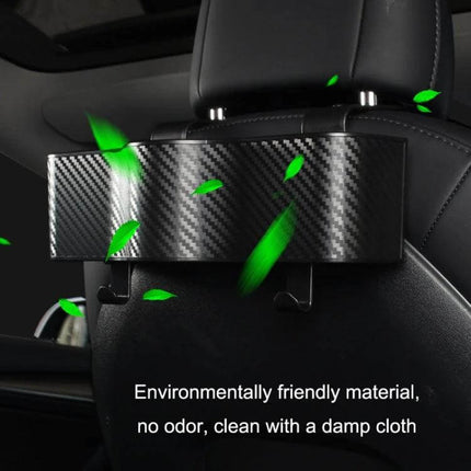 Car Seat Back Storage Box With Rear Cup Holder For Car Organization - carbon fiber ABS backseat organizer with cup holder, odor-free eco material