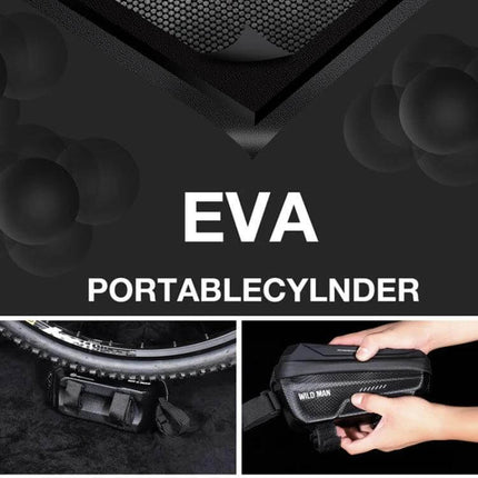 Wild Man 1.2L Front Beam Bicycle Bag With Touch Screen Phone Window compact EVA front beam bag with TPU phone window and rainproof fabric