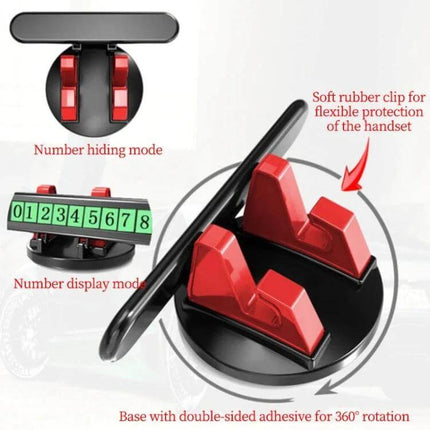 Car Dashboard Phone Holder With 2-In-1 Parking Sign For Driving - compact ABS silicone phone mount with parking number display