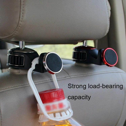 Headrest Magnetic Car Phone Holder for Hands Free Use securely mounted to headrest holding phone and water bottle for rear-seat convenience