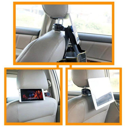 Headrest Magnetic Car Phone Holder for Hands Free Use – ABS headrest bracket securing phone, tablet or bottle for rear-seat passengers