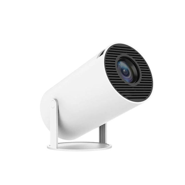 Portable Smart Projector for Easy Wireless Screen Sharing — compact white home and office projector with adjustable stand