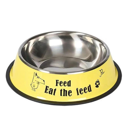 Practical Stainless Steel Pet Bowl for Everyday Pet Feeding at Home - non-slip yellow stainless bowl for clean, stable pet mealtimes