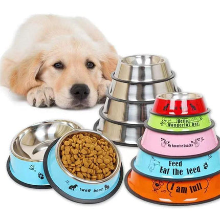 Practical Stainless Steel Pet Bowl for Everyday Pet Feeding at Home - non-slip stainless dog bowls stacked and filled with kibble