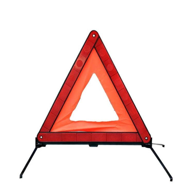 Foldable Reflective Emergency Warning Triangle for Vehicles - durable plastic and iron roadside safety triangle with foldable legs