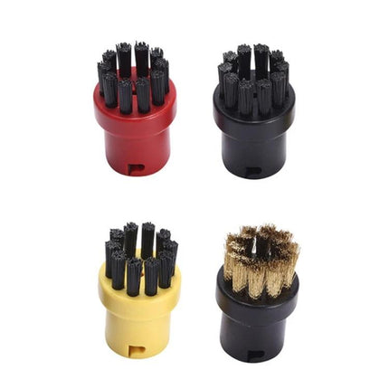 Karcher Compatible Steam Brush Heads for Household Cleaning Tasks - set of 4 colored nylon and copper wire brushes for sinks, faucets, drains