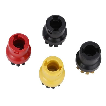Karcher Compatible Steam Brush Heads for Household Cleaning Tasks shown in red yellow and black nylon and copper wire brush attachments