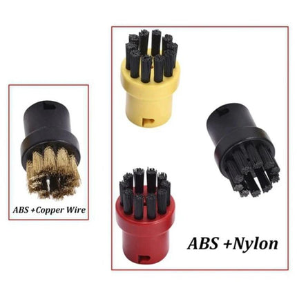 Karcher Compatible Steam Brush Heads for Household Cleaning Tasks – ABS nylon copper wire round brush heads for sinks faucets and drains