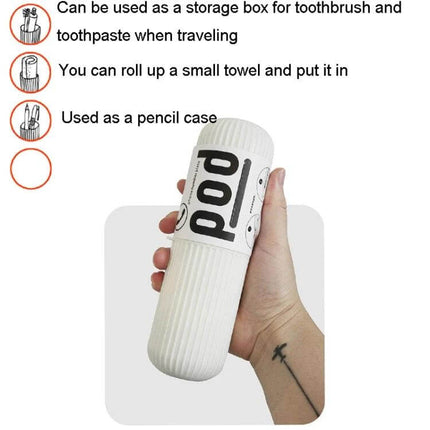 Bbdd Pod Privacy Parking Plate For Hidden License Card – white compact round ABS+PC pod shown held in hand, can store toothbrush/toothpaste or pencil case