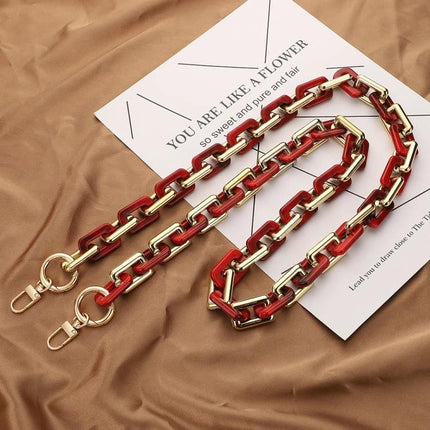Retro Tortoiseshell Acrylic Phone Lanyard for Hands-Free Use red and gold chain-style acrylic lanyard for wearing phone crossbody or necklace