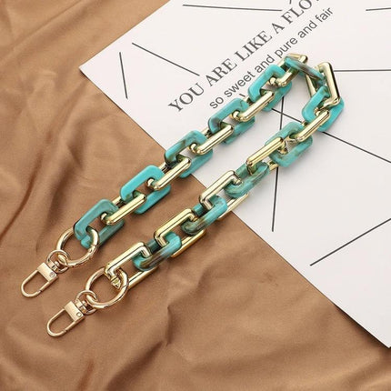 Retro Tortoiseshell Acrylic Phone Lanyard for Hands-Free Use - aqua tortoiseshell acrylic and gold chain phone lanyard
