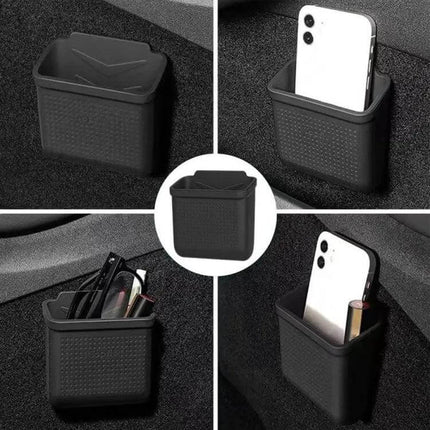 Silicone Car Storage Tray With Adhesive Back For Organizing Small Items - black silicone dashboard organizer holding phone, keys, coins