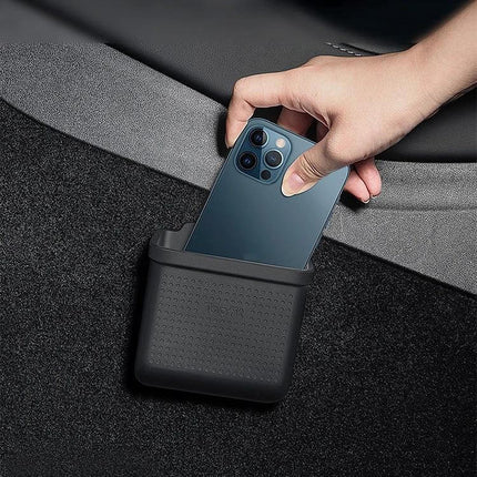Silicone Car Storage Tray With Adhesive Back For Organizing Small Items - black silicone dash pocket holding phone