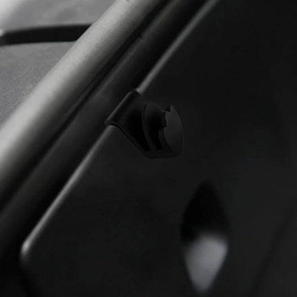 Front Trunk Storage Hook For Tesla Model Y Keeps Trunk Organized - black ABS snap-on hook securing bags in Model Y frunk