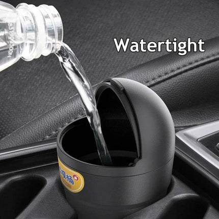 Universal Car Trash Can for Cup Holder Keeps Vehicle Clean on Road - watertight cup-shaped car trash can with snap-on flip lid in cup holder