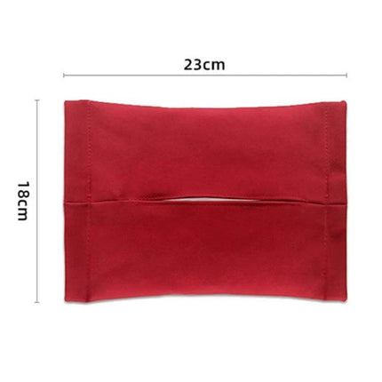 Tesla Model 3 Y Center Console Tissue Box Black Keeps Tissues Handy — red suede sample showing 23×18cm dimensions and center opening