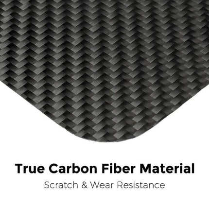 Tesla Center Panel Protection Film Matte Carbon Fiber - close-up of true matte carbon fiber texture showing scratch & wear resistant weave pattern
