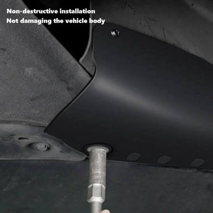 Coolant Protection Guard for Tesla Model 3 and Model Y Cars installed undercarriage showing non‑destructive installation and shield from debris