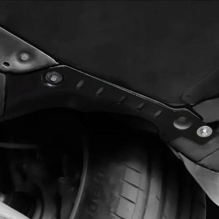 Coolant Protection Guard for Tesla Model 3 and Model Y Cars installed undercarriage close-up showing guard protecting coolant area from road debris
