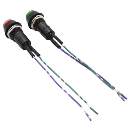 Two-Piece Car Horn Button And Switch Set For Vehicles red horn button and green toggle switch with wiring for 12–24V systems