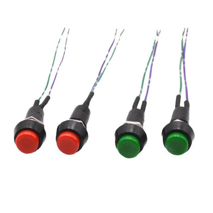 Two-Piece Car Horn Button And Switch Set For Vehicles red horn button and green toggle switch with wires compact replacement kit