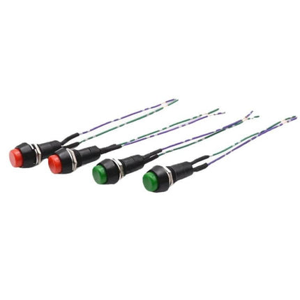Two-Piece Car Horn Button And Switch Set For Vehicles compact red horn button and green toggle switch pair with wiring for 12–24V systems