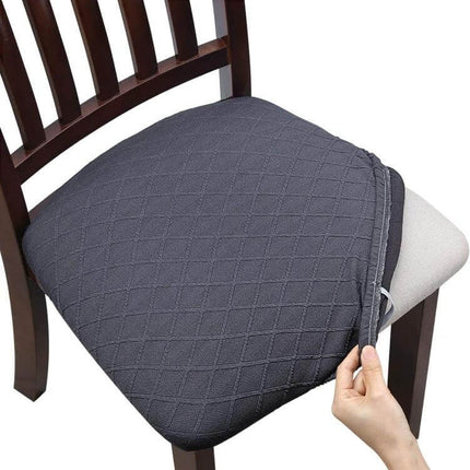 Diamond Plaid Jacquard Chair Cushion Cover 35-48cm dark gray waterproof polyester chair protector on wooden dining chair
