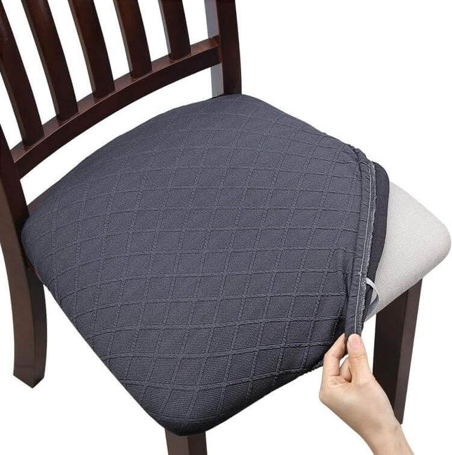 Diamond Plaid Jacquard Chair Cushion Cover 35-48cm dark gray waterproof polyester chair protector on wooden dining chair