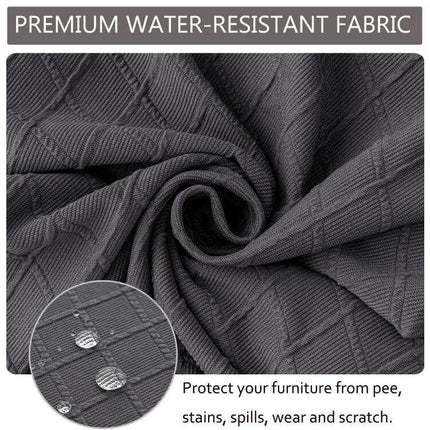 Diamond Plaid Jacquard Chair Cushion Cover 35-48cm in dark grey textured waterproof polyester protecting cushions from spills and stains
