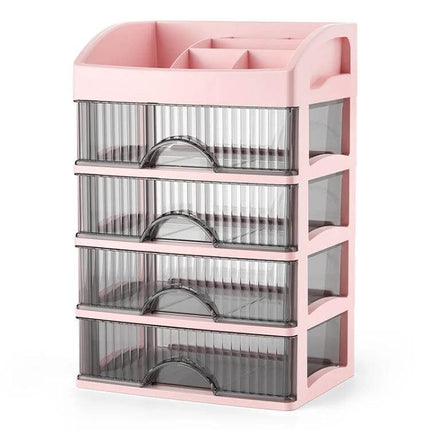 Desktop Drawer Organizer Five Layer White for Cosmetics and Jewelry - pink five-layer clear drawer organizer for makeup, brushes and jewelry
