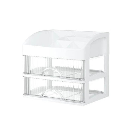 Desktop Drawer Organizer Five Layer White for Cosmetics and Jewelry - clear five-layer desktop drawer organizer for makeup, brushes and jewelry