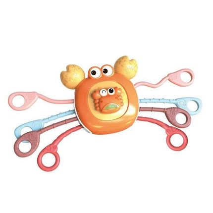 Baby Puzzle Fun Rope Toys For Babies With Soft Cartoon Shapes orange crab design with dangling looped ropes for teething and grip development