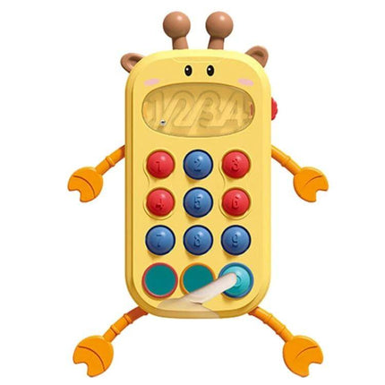 Baby Puzzle Fun Rope Toys For Babies With Soft Cartoon Shapes - yellow giraffe phone toy with colorful buttons and pull rope for baby grip development