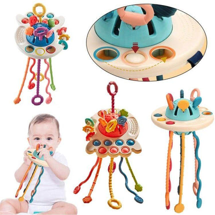 Baby Puzzle Fun Rope Toys For Babies With Soft Cartoon Shapes baby-safe pull rope toy with colorful soft cartoon shapes for teething and grip