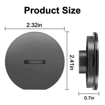 Dyson Compatible Brushroll End Cap for Vacuum Maintenance - black replacement cap showing dimensions 2.32in x 2.41in x 0.7in