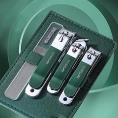 Stainless Steel Nail Care Kit - 4-Piece Portable Tool Set with PU Leather Case