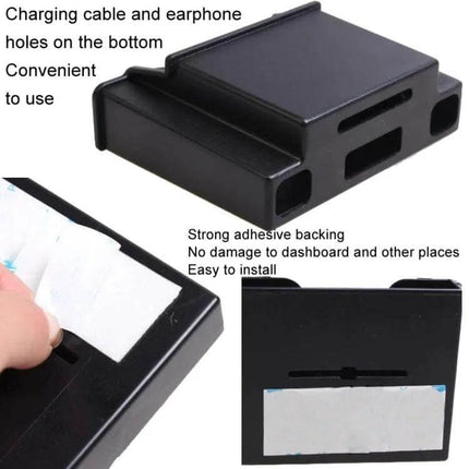 LIWEN Mobile Phone Card Seat Stand With Adhesive Mount compact black ABS/POM car and desk mount with strong adhesive backing