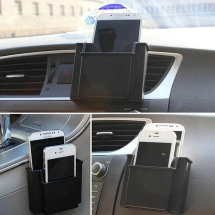 LIWEN Mobile Phone Card Seat Stand With Adhesive Mount mounted on car dashboard holding smartphone securely with adhesive backing