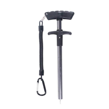 Blue T Shaped Fish Hook Remover Aluminum Alloy For Sea Fishing - anodized aluminum T-handle hook remover with ABS grip and coil lanyard