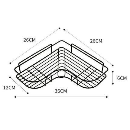 Organize Bathroom Essentials with a Wall-Mounted Triangle Rack — corner shower shelf 36cm x 26cm x 12cm (6cm depth) metal wire organizer