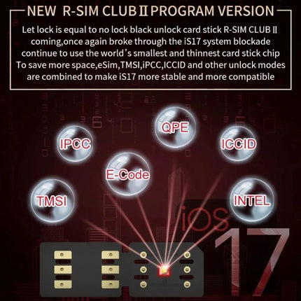 R-SIM CLUB 2 Unlock Card for iPhone Travel and Carrier Switching - compact iOS 18 unlock card with ICCID TMSI editing
