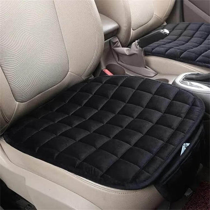 Car Winter Backless Plush Non-Slip Seat Cushion Beige on car seat with anti-slip rubber base and quilted velvet surface, 52x49cm winter comfort