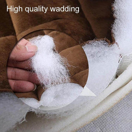 Car Winter Backless Plush Non-Slip Seat Cushion Beige showing close-up of high-density sponge and plush velvet filling with silicone anti-slip base